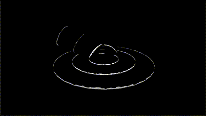 A series of waves of white light expand out from a center point, casting shimmering outlines on everything it overlaps.