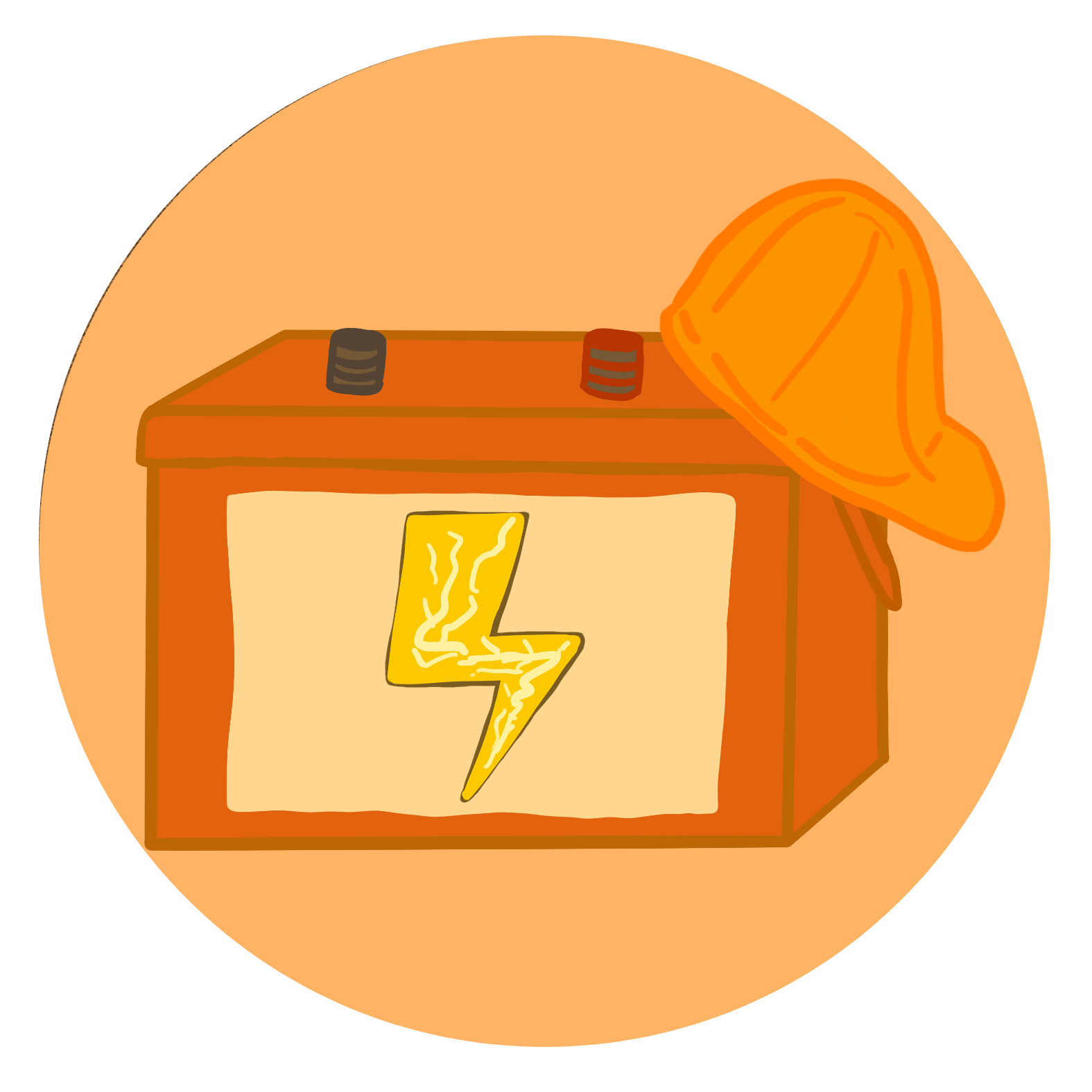 The logo for the industrial machinery faction in CT3000. It depicts a car batter with a hard hat.