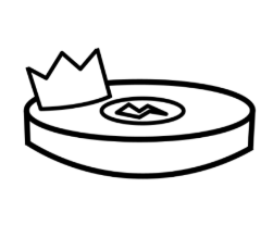 Another player character, a roomba wearing a crown.